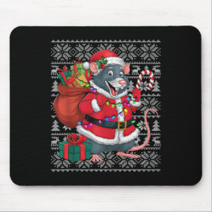 Rat Xmas Sweater Style Ugly Santa Rat Christmas Mouse Pad