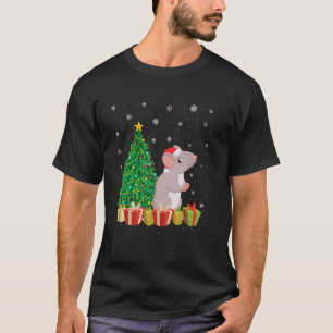 Rat Xmas Tree Lighting Santa Hat Rat Christmas T-Shirt