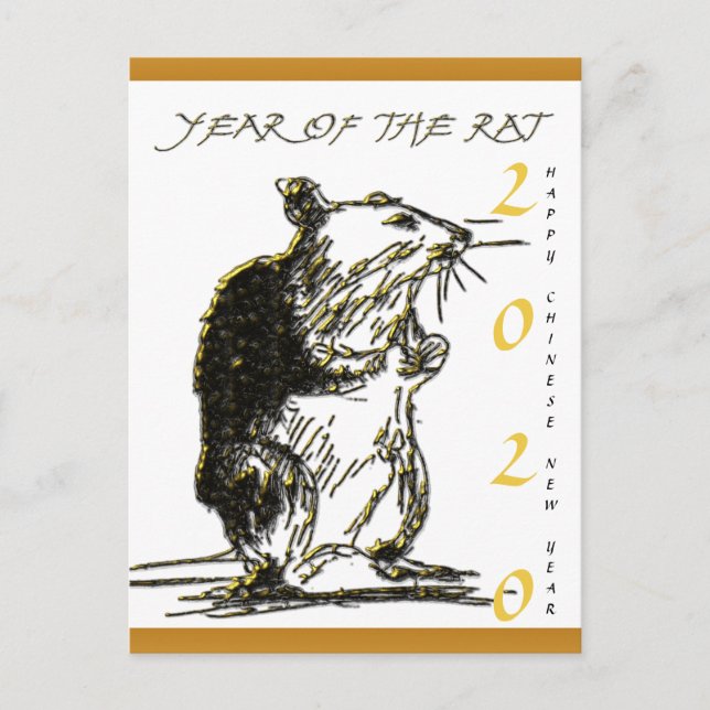 Rat Year 2020 Original drawing greeting Card (Front)