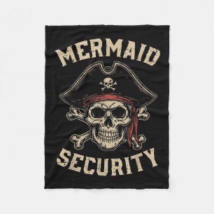 Rate Mermaid Security Funny Skull Costume Dad Men  Fleece Blanket