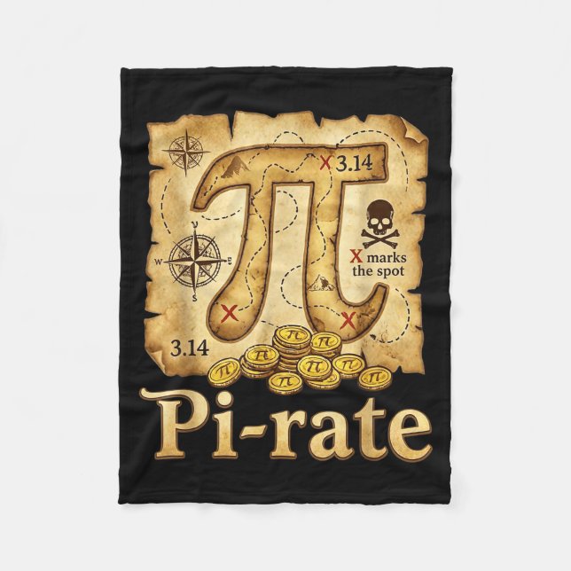 Rate pirate day 314 math math pie pun men boys fleece blanket (Front)