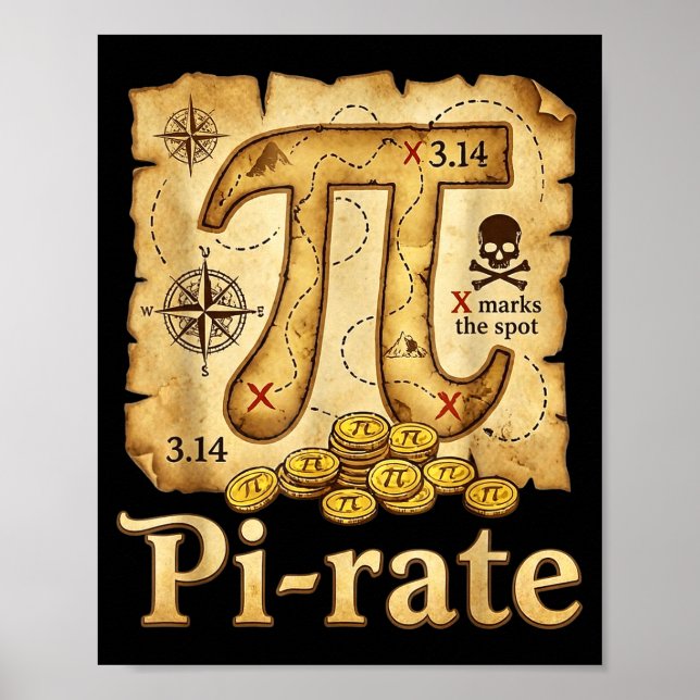 Rate pirate day 314 math math pie pun men boys poster (Front)
