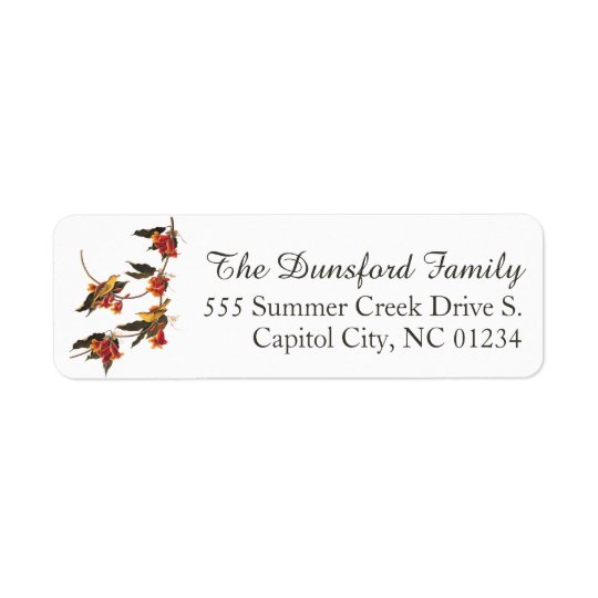 Rathbones Warbler Audubon Bird on Crossvine Return Address Label