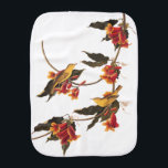 Rathbone's Warbler Song Bird on Crossvine Burp Cloth<br><div class="desc">This beautiful reproduction of John James Audubon’s Plate 65 from Birds of America features two Yellow Warblers perched on a flowering crossvine, also known as Begonia Capreolata or Ramping Trumpet-Flower. Native to the Southern United States, this climbing vine is adorned with vibrant orange-red and yellow blossoms that perfectly complement the...</div>