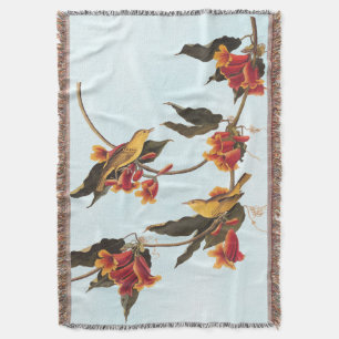 Rathbone's Warbler Song Bird on Crossvine Throw Blanket