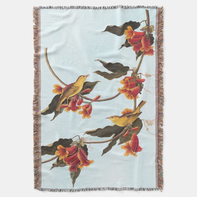 Rathbone's Warbler Song Bird on Crossvine Throw Blanket (Front Vertical)