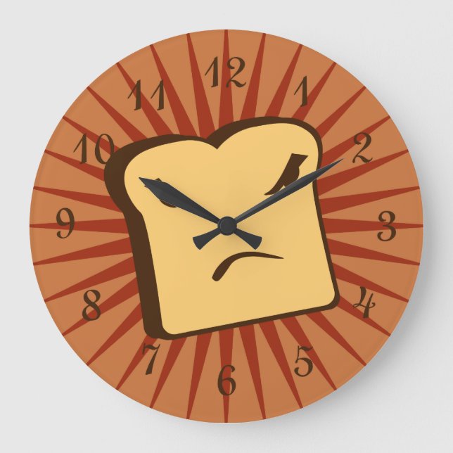 Rather Angry Toast Large Clock (Front)