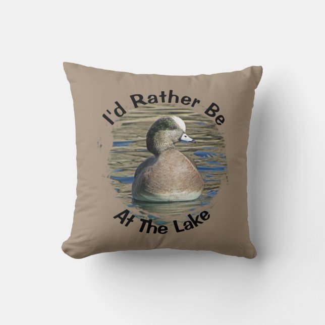 Rather Be At Lake American Wigeon Nature Wild Bird Cushion (Front)
