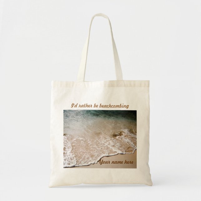 Rather be Beachcombing Name tote Bag (Front)