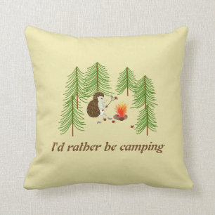 Rather Be Camping Hedgehog Pillow