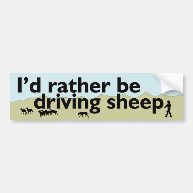 Rather Be Driving Sheep Bumper Sticker (Front)
