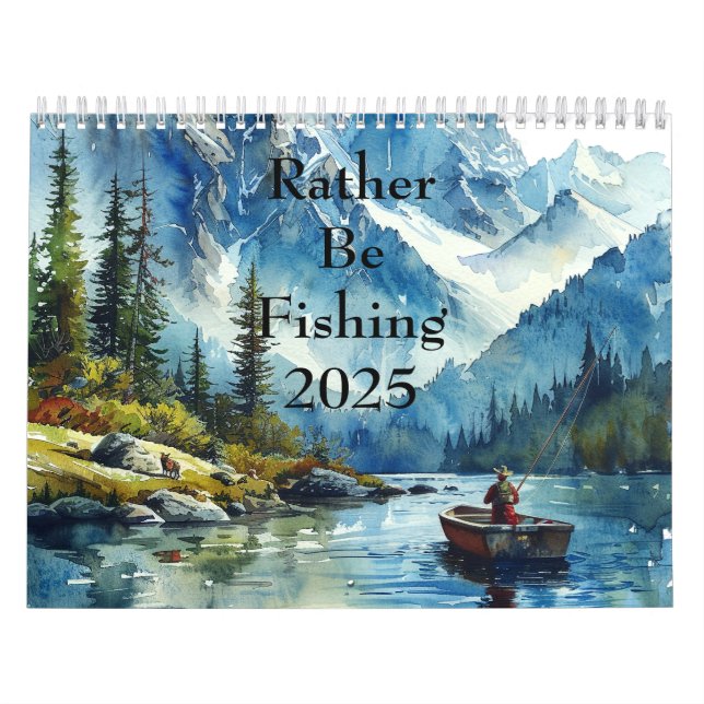Rather Be Fishing Watercolor Wall Calendars (2025) (Cover)