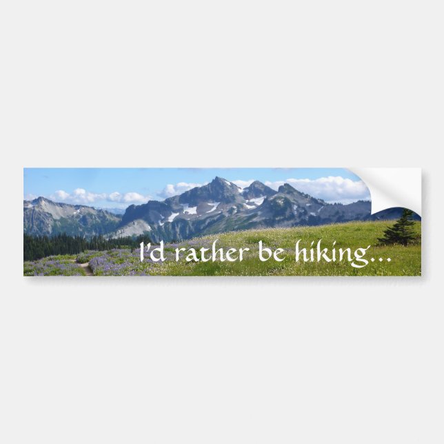 Rather Be Hiking Bumper Sticker (Front)