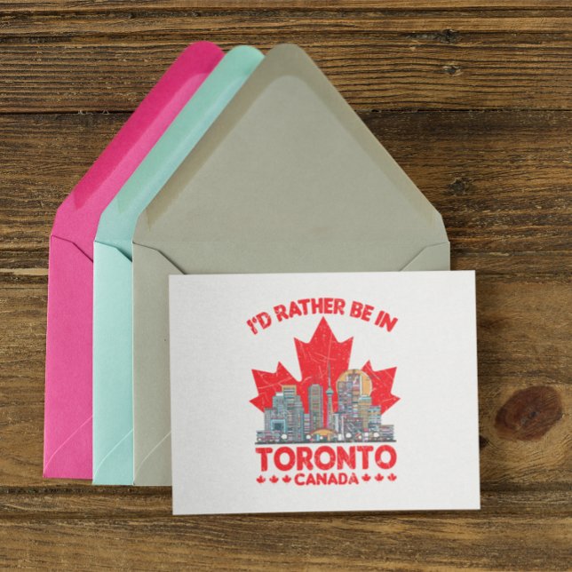 Rather be in Toronto Canada Skyline Quote Postcard (toronto cananda cityscape quote maple leaf postcard)