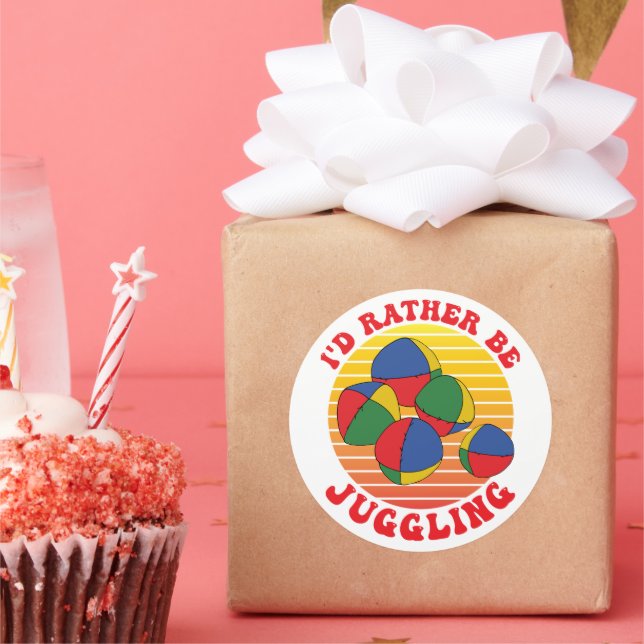 Rather be Juggling Funny Juggler Quote Party Favou Classic Round Sticker (Party)