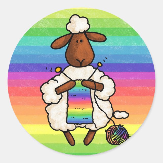 rather be knitting classic round sticker (Front)