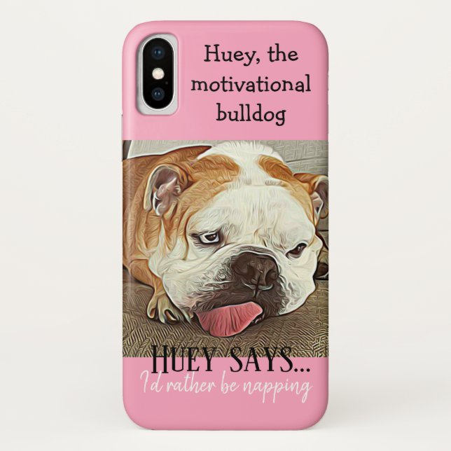 Rather be napping sleepy bulldog with tongue out Case-Mate iPhone case (Back)