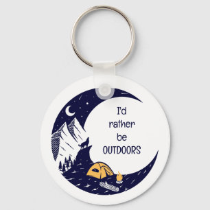 Rather Be Outdoors Quote Camping Key Ring