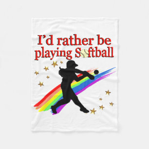 RATHER BE PLAYING SOFTBALL FLEECE BLANKET