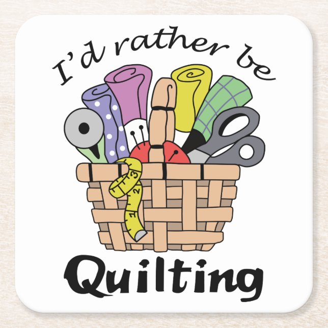 Rather be Quilting Square Paper Coaster (Front)