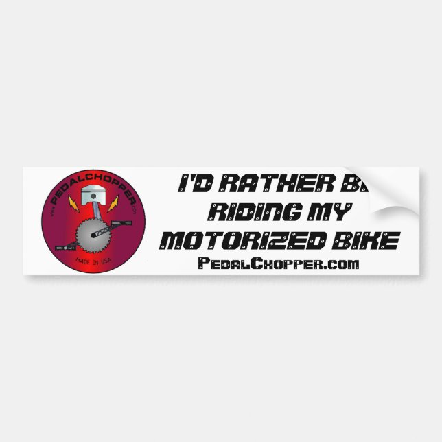 Rather Be Riding My Motorised Bike Red Logo Bumper Sticker (Front)
