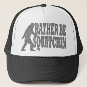 Rather be squatchin, black camouflage trucker hat