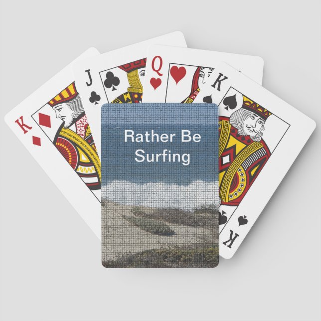 Rather Be Surfing Ocean Beach Travel Surfer Playing Cards (Back)