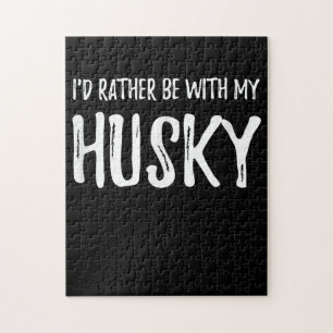 Rather Be With My Husky Funny Dog Gift Jigsaw Puzzle