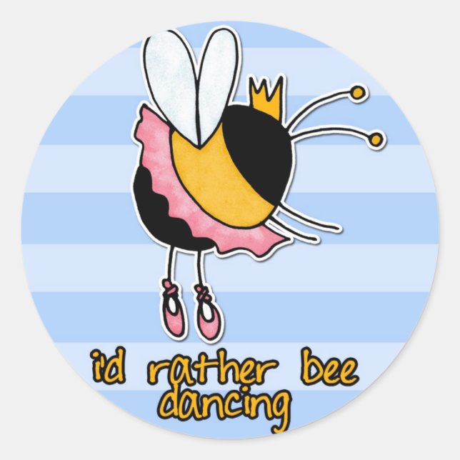 rather bee dancing classic round sticker (Front)