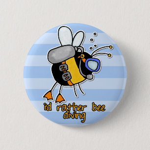 rather bee diving 6 cm round badge