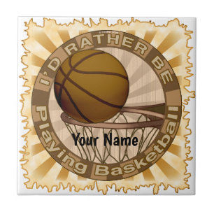Rather Play Basketball  Ceramic Tile