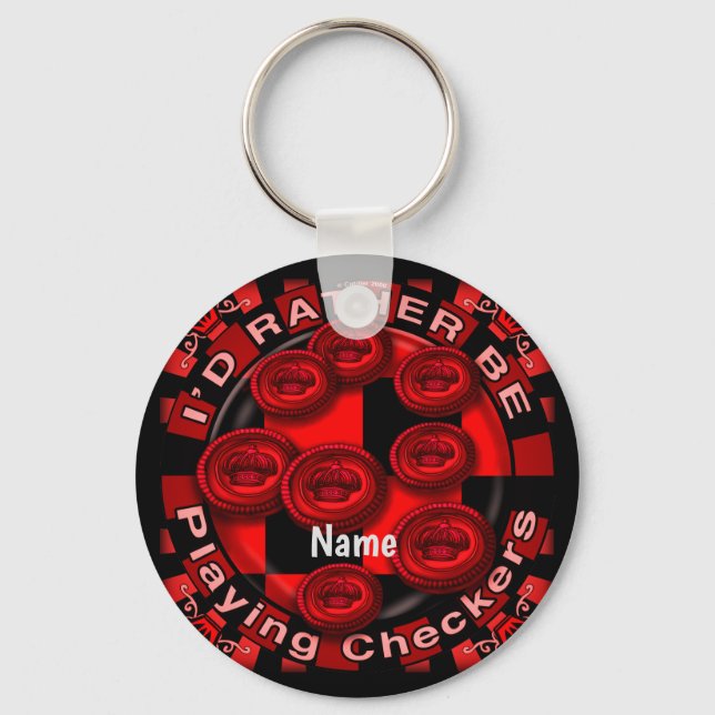 Rather Play Checkers keychain (Front)