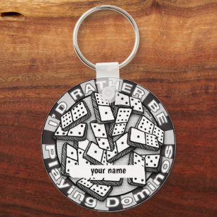 Rather Play Dominoes keychain