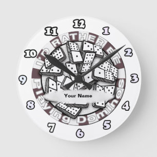 Rather Play Dominoes Round Clock