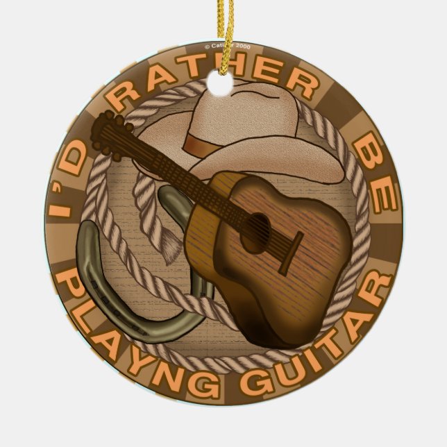 Rather Play Guitar Ceramic Ornament (Front)