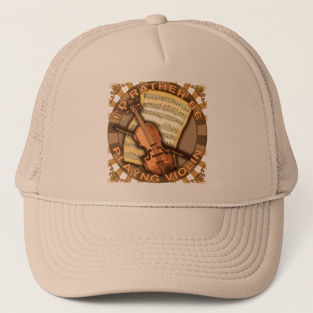 Rather Play Violin Trucker Hat (Front)