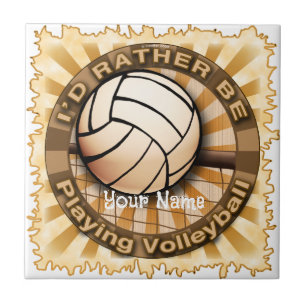 Rather Play Volleyball Ceramic Tile