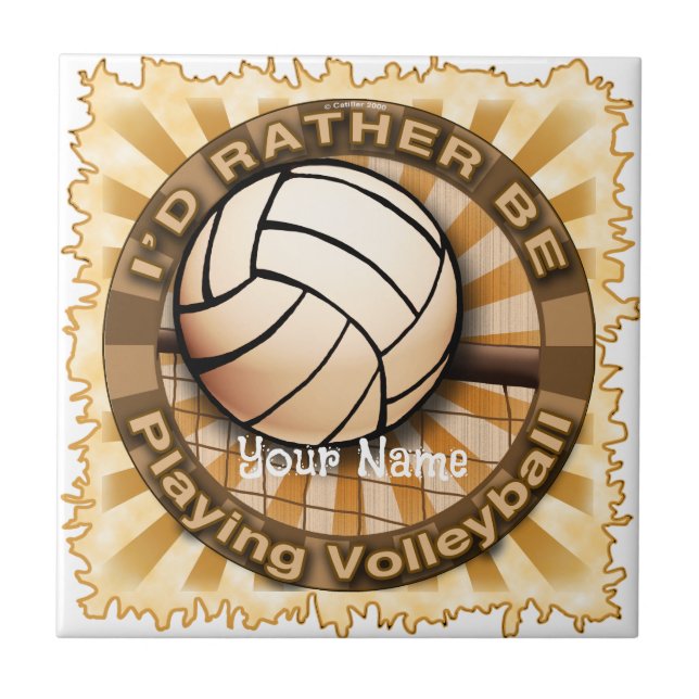 Rather Play Volleyball Ceramic Tile (Front)