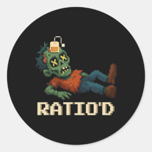 Ratio’d Pixelated Zombie Gamer Teag Npc Halloweeen Classic Round Sticker
