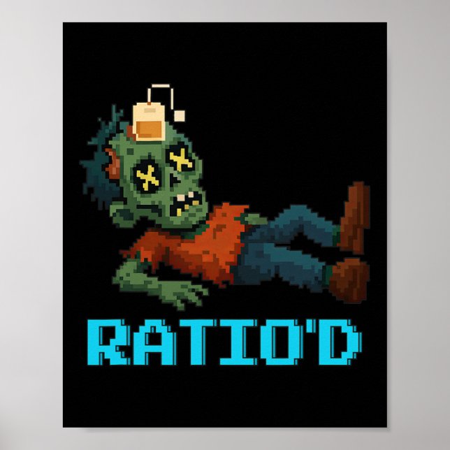 Ratio’d Pixelated Zombie Gamer Teag Npc Halloweeen Poster (Front)