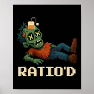 Ratio’d Pixelated Zombie Gamer Teag Npc Halloweeen Poster