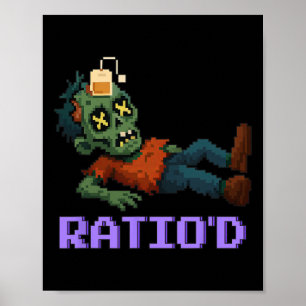 Ratio’d Pixelated Zombie Gamer Teag Npc Halloweeen Poster