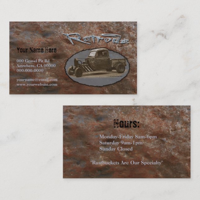Ratrod Truck Rusty Metal Business Card (Front/Back)
