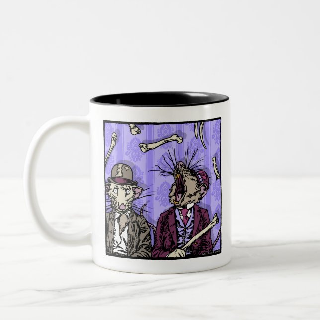 Rats and Bones - Pop Goth Nightmare Surreal  Two-Tone Coffee Mug (Left)