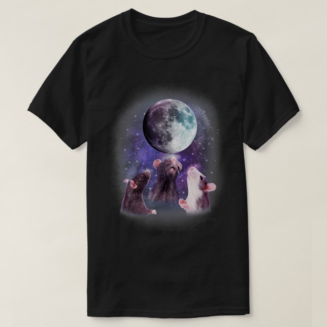 Rats Howling at the Moon Shirt  Funny Rat  (Design Front)
