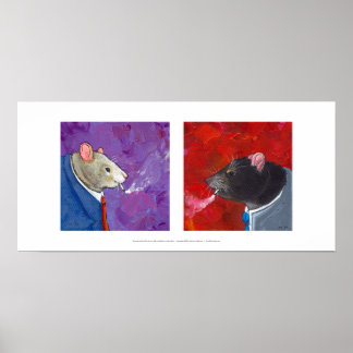 Rats in business suits smoking cigarettes fun art poster