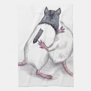 rats playing kitchen towel