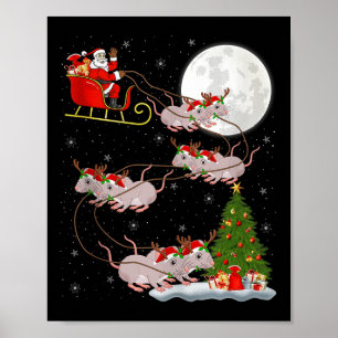 Rats Santa Sleigh Flying Funny Magical Christmas T Poster