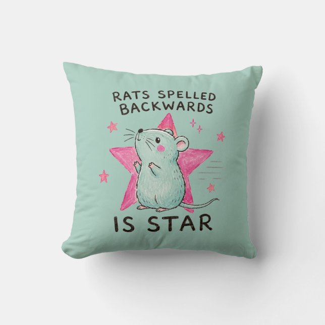 Rats Spelled Backwards Is Star Funny Rat Cushion (Front)