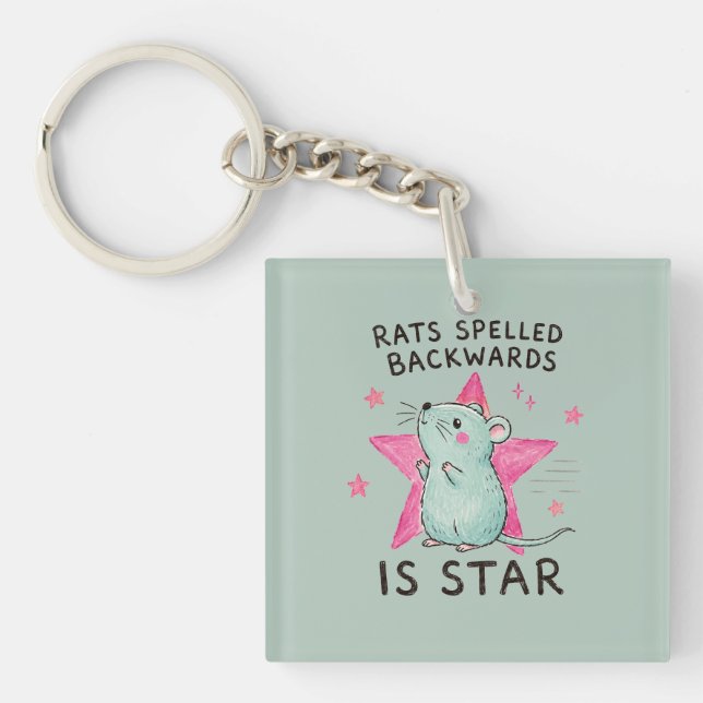 Rats Spelled Backwards Is Star Funny Rat Key Ring (Front)